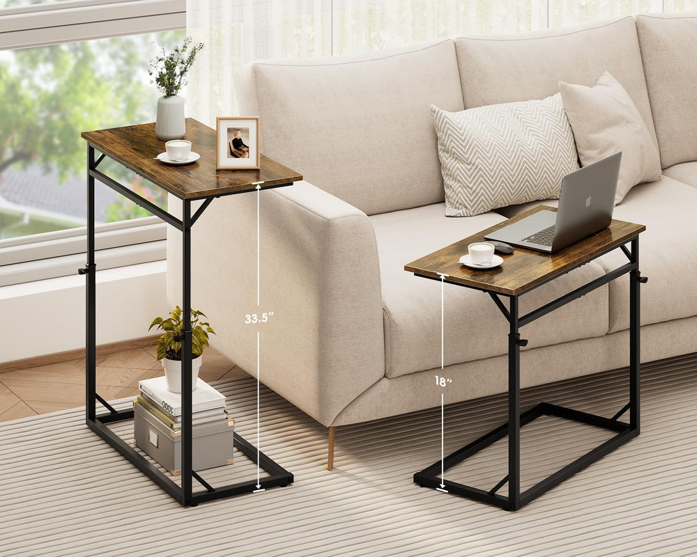Vagusicc C Shaped End Table, Tall Side Table for Couch, C-Table End Table Adj...