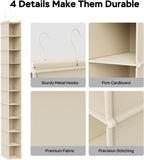 MAX Houser 10-Shelf Hanging Shoe Shelf Organizer for Closet Beige | Foldable Hanging Shoe Storage Shelf with 2 Metal Hooks, Space Saving Storage for Narrow Space