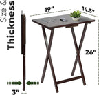 PJ Wood - Folding Wood TV Tray Table - Espresso 8-Piece Set | Solid Construction, 14.57 x 19.09 x 26 in, Space Saving Design, Home Office Use, Leg Base, Requires Assembly, Wipe Clean