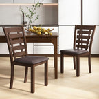 GOFLAME Upholstered Dining Chairs Set of 2, Wooden Kitchen Chairs with Padded Seat & Rubber Wood Frame, High Back Armless Dining Chairs, Dinette Side Chairs for Living Room, Dining Room