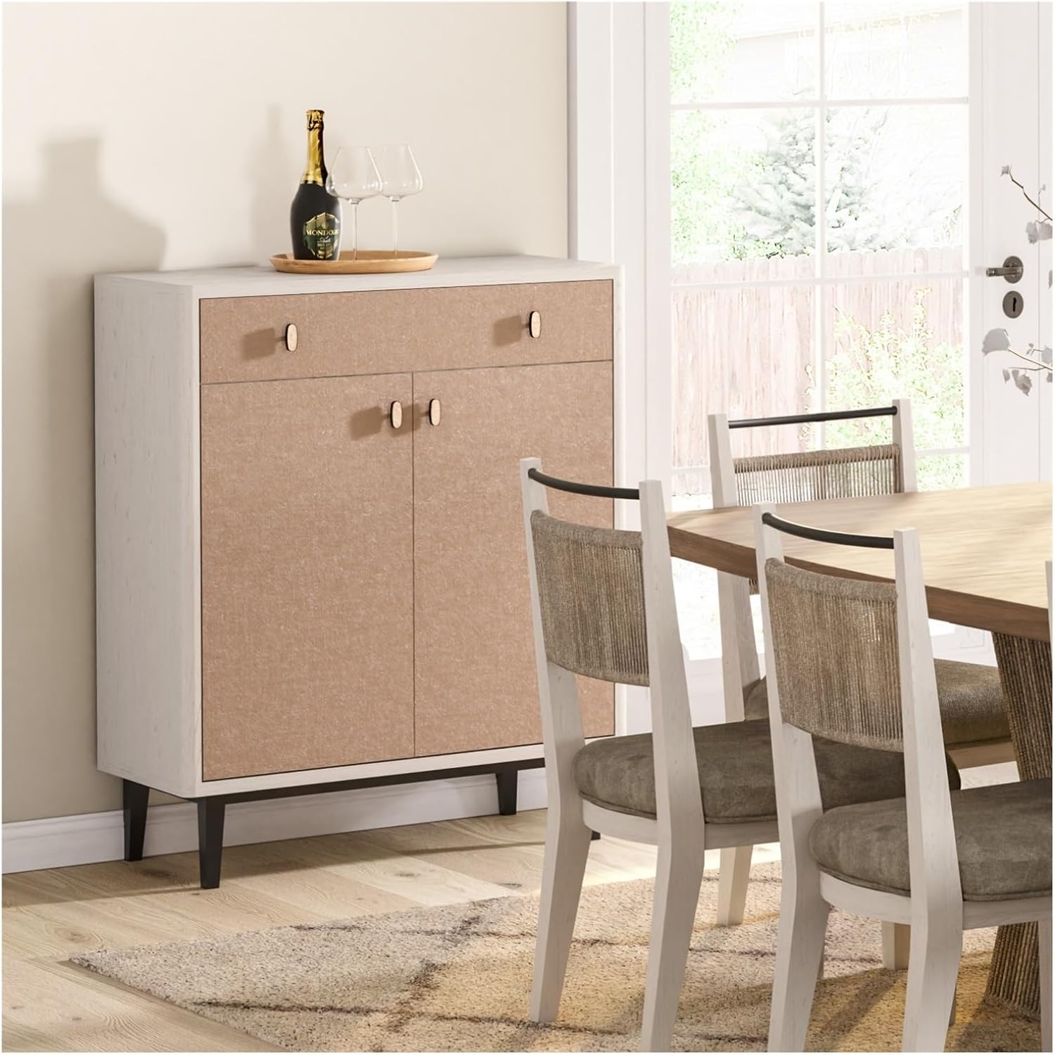 Light Luxury Style Large Storage Cabinet, Two Cabinet Doors, Dual Color Matching,for Kitchen