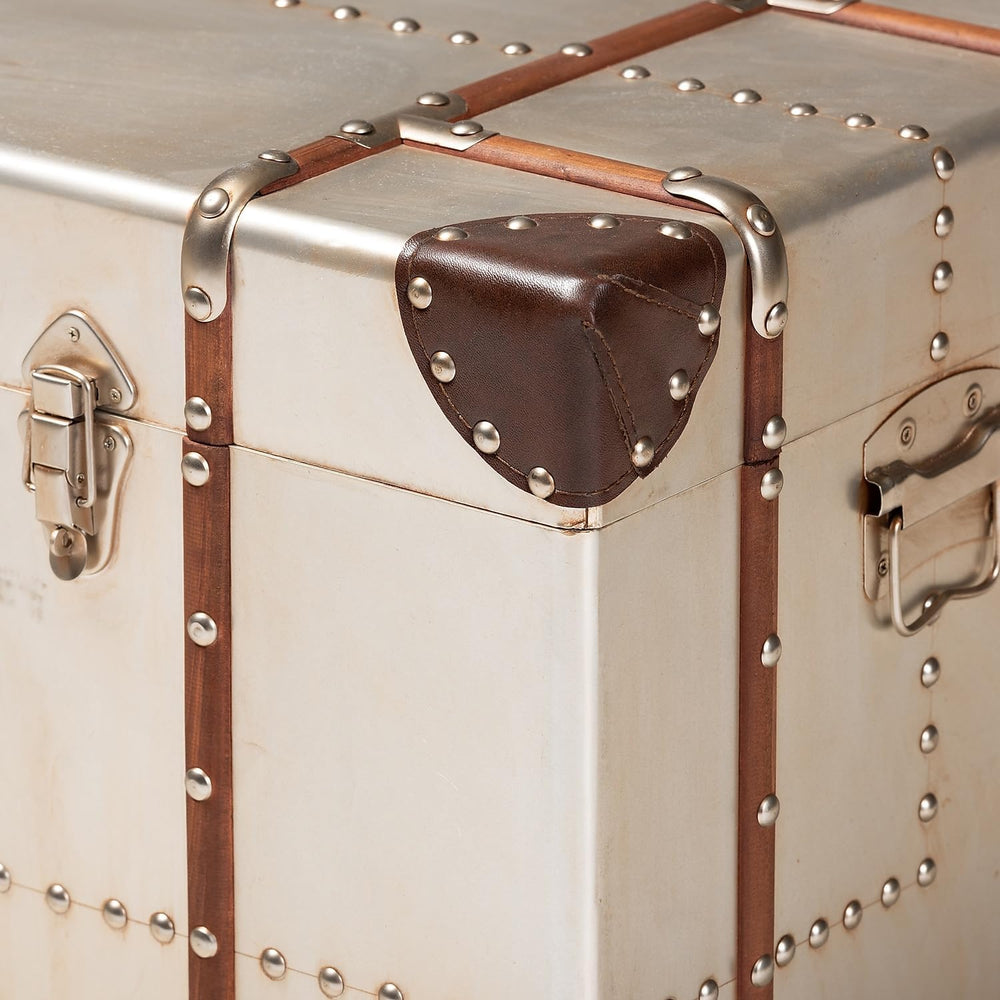 Baxton Studio Bechet Storage Trunk, Silver