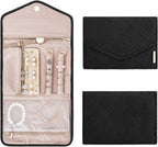 BAGSMART Travel Jewelry Organizer Roll Foldable Jewelry Case for Journey-Rings, Necklaces, Bracelets, Earrings, Black