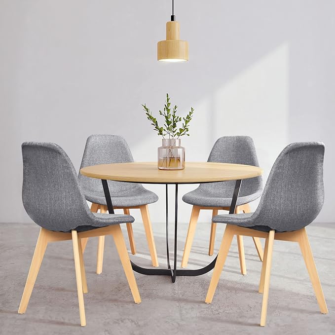 Giantex Set of 4 Kitchen Dining Chairs, Easily Assemble Modern Fabric Cushion...