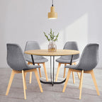 Giantex Set of 4 Kitchen Dining Chairs, Easily Assemble Modern Fabric Cushion Seat Chair w/Wood Legs, Mid Century Armless Chairs for Kitchen, Dining Room, Restaurant, Gray