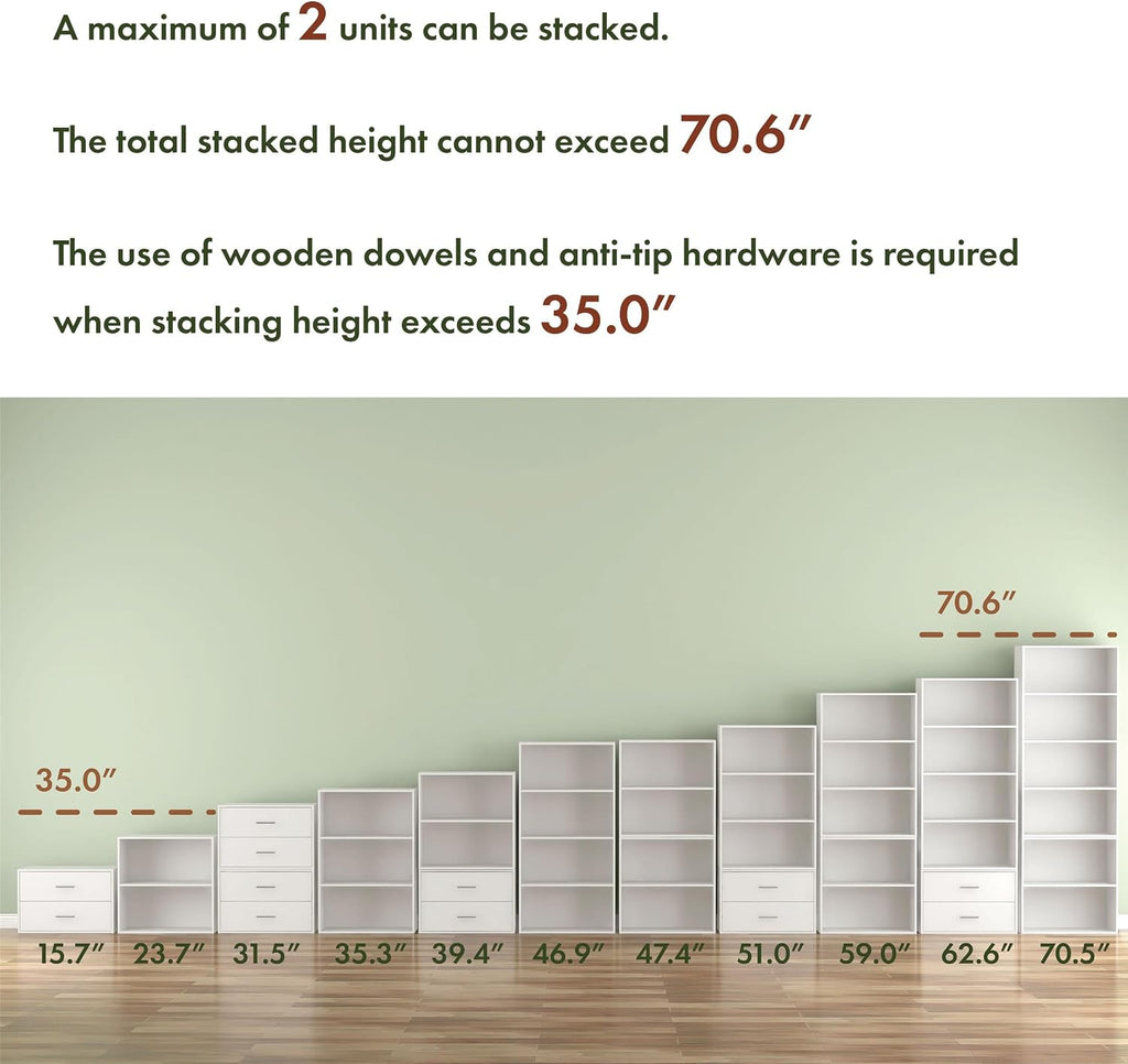 Homes: Inside + Out Apexa 4-Cube Storage Organizer Shelves, Stackable Wood Bookcase Fits Cubby Bins for Organization, Dorm Teen Room Decor & Home Office, Black