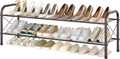 Hoctieon 2 Tier Shoe Rack for Closet, Shoe Rack FreeStanding, Entryway Shoe Shelf, Shoe Storage Organizer, Durable Mesh Style Shoe Rack, Space Save For Garage, Bedroom, Living Room, Wardrobe, Brown