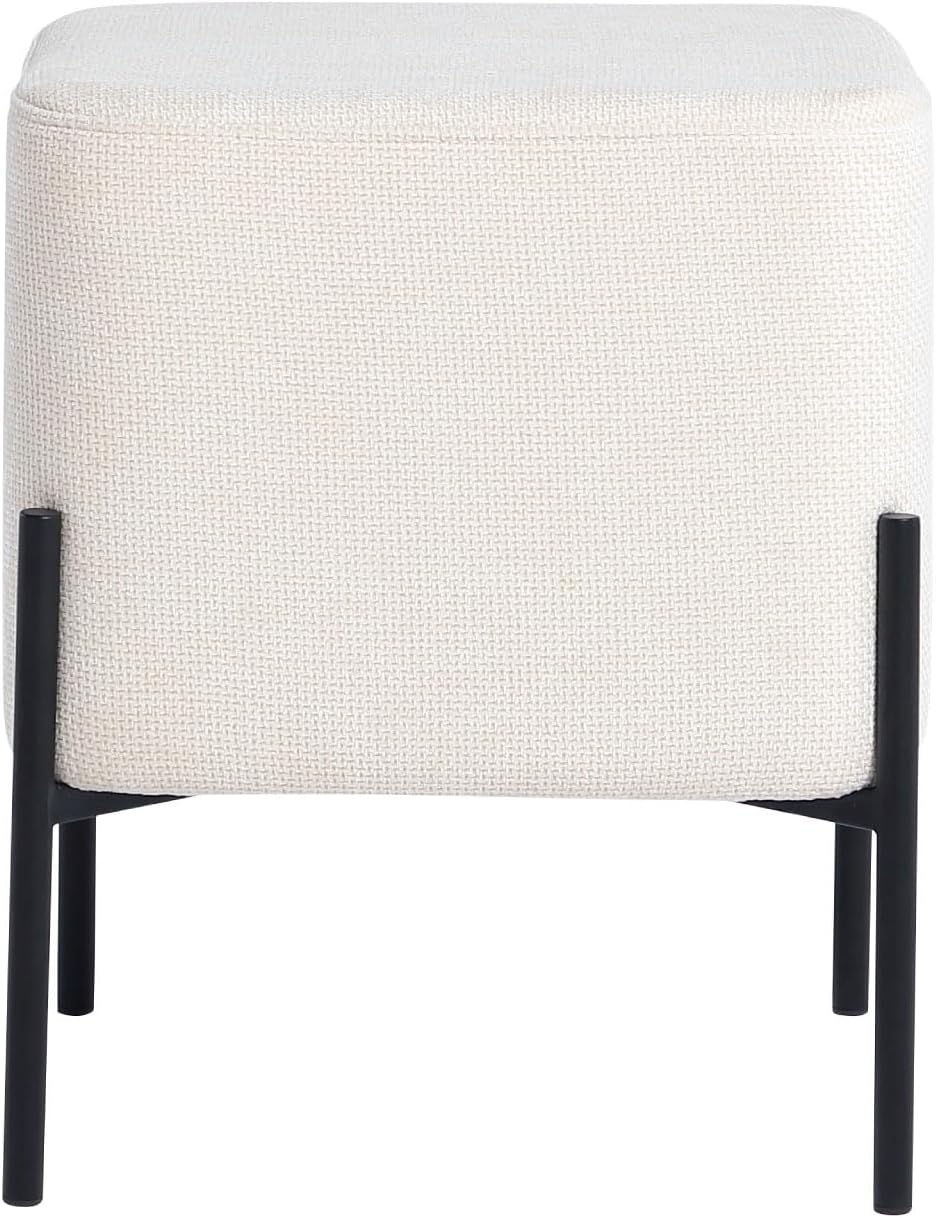Get Set Modern Linen Ottoman Stool Vanity Stool Foot Rest Stool, Square Small...