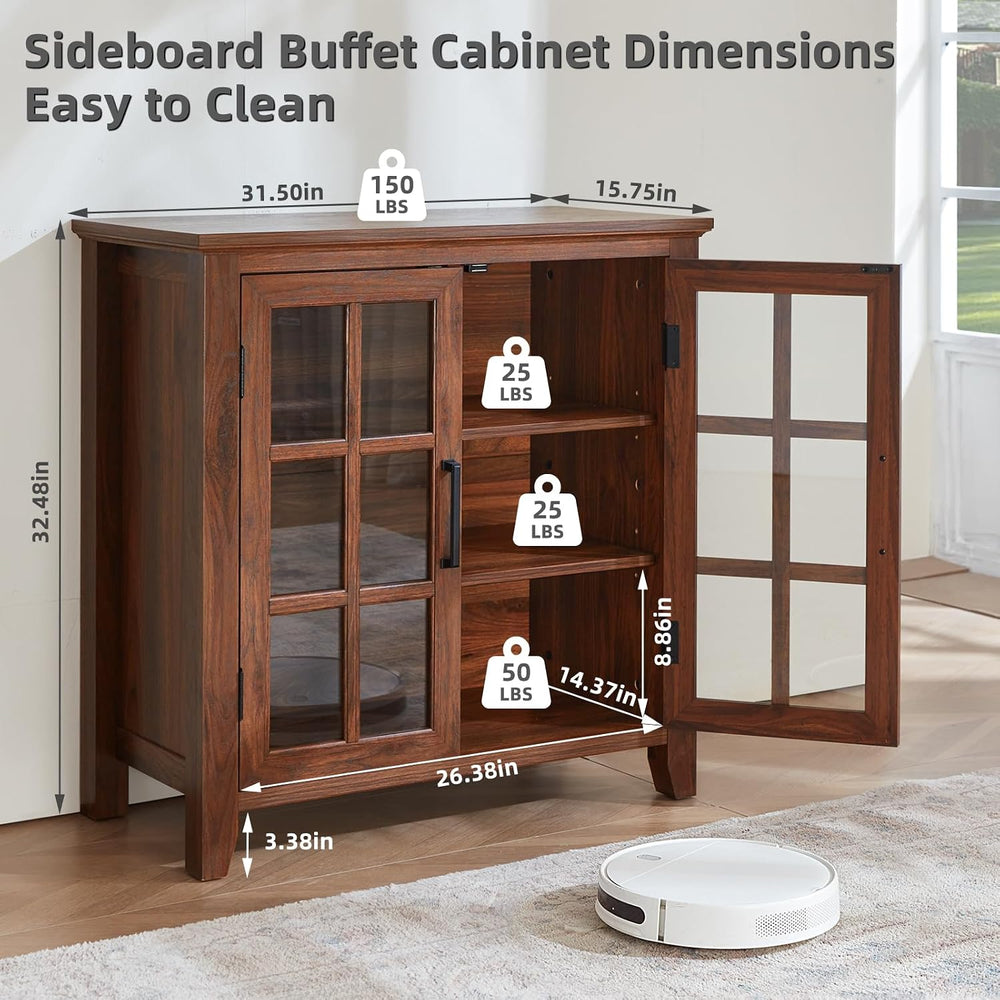 Joaxswe Large Sideboard Buffet Cabinet with Storage, 32" Farmhouse Brown...