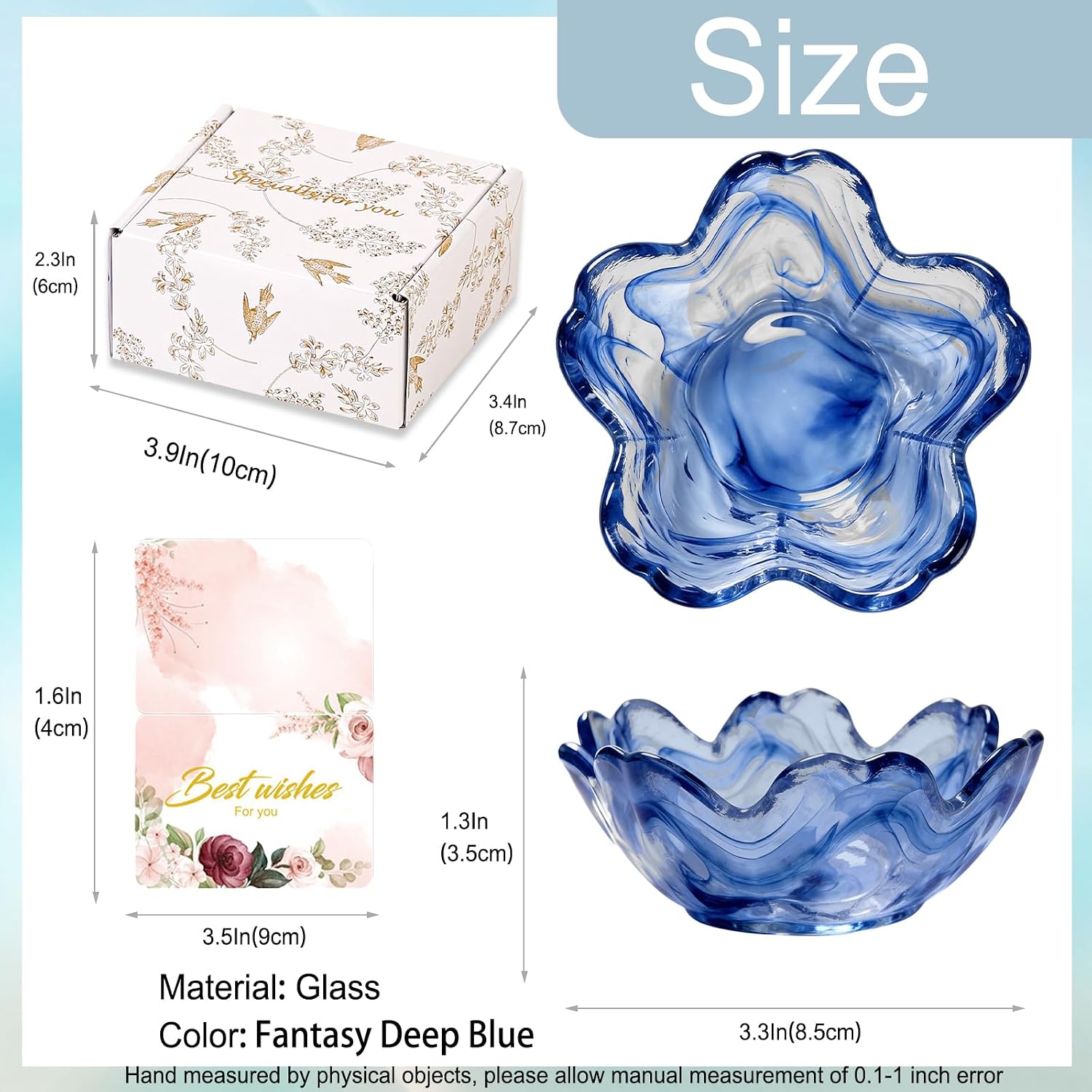 Gifts for Women Flower Jewelry Dish Ring Holder Dish Jewelry Tray Bathroom Vanity Organizer Blue Room Decor Aesthetic Nightstand Bedroom Decor Trinket Dish Small Friendship Wedding Birthday Gifts