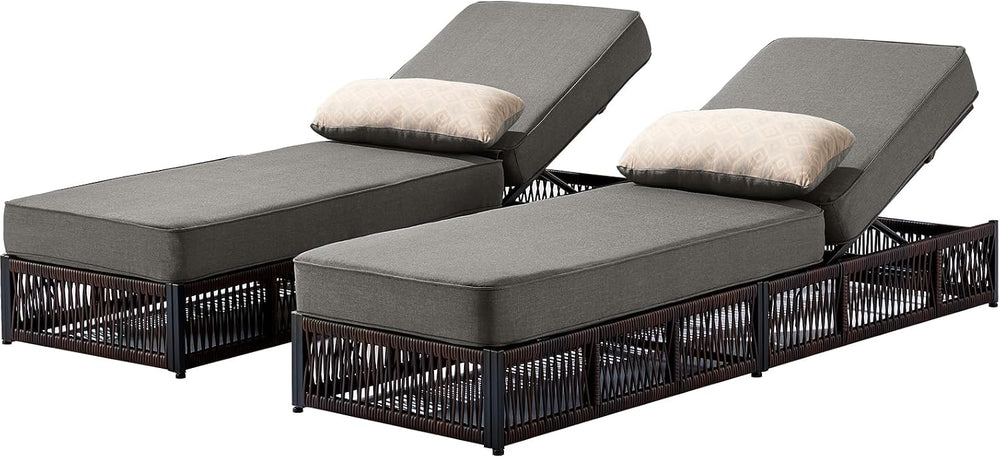 Luxury Outdoor Chaise Lounges with 5 Inch Thickened Cushions - Set of 2 High ...
