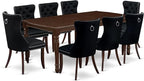 East West Furniture DODA9-MAH-24 9 Piece Dining Table Set Includes a Rectangle Kitchen Table with Butterfly Leaf and 8 Polyester Fabric Upholstered Chairs, 42x78 Inch, Mahogany