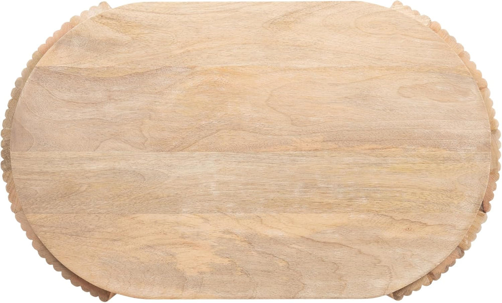 Kate and Laurel Cakora Modern Capsule Ribbed Mango Wood Side Table, 22 x 13 x...