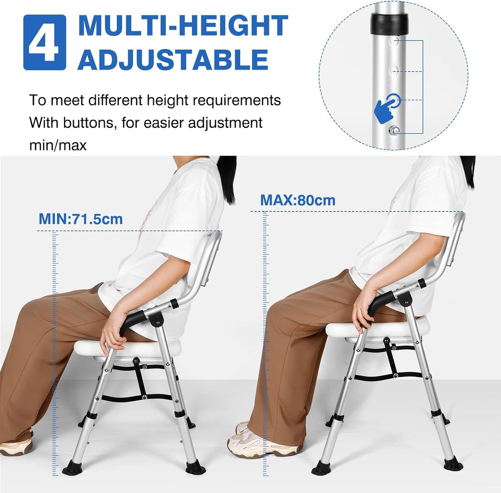 DEWEL Foldable Shower Chair for Elderly and Disabled, Folding Shower Seat wit...