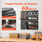 VEVOR Metal Pegboard Panels, 24" x 12" Pegboard, 2 Panels, Heavy Duty Peg Board Wall Organizer with Accessories, for Living Room Garage Tool Storage Office Organization Craft Room Kitchen Home, Black