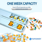Weekly Pill Organizer - Travel Medicine Organizer, Pill Boxes and Organizer 2 Times a Day, 7 Day Pretty Pill Case, Pill Holder for Vitamins, Medicines and Tablets (Pastel Blue)