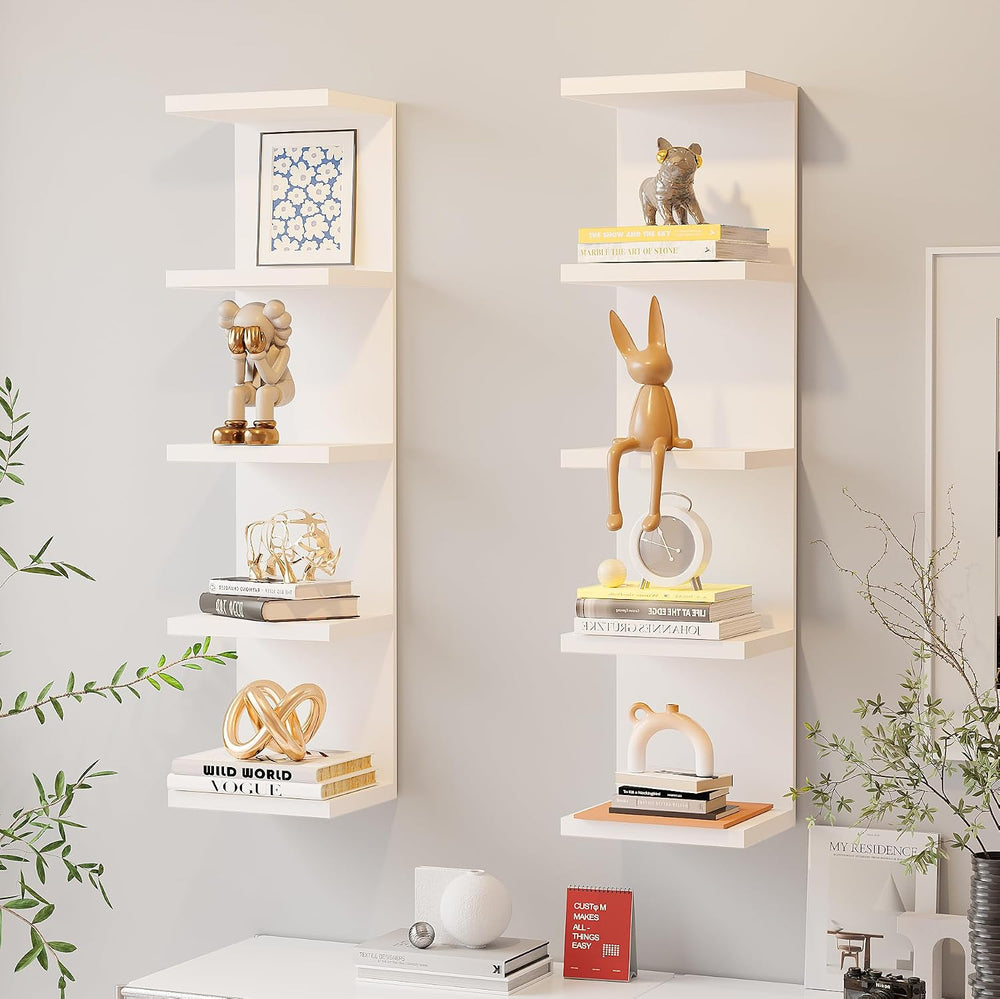LitaEther 5 Tier Lack Floating Shelf, White Wall Shelf Unit,Display Shelf