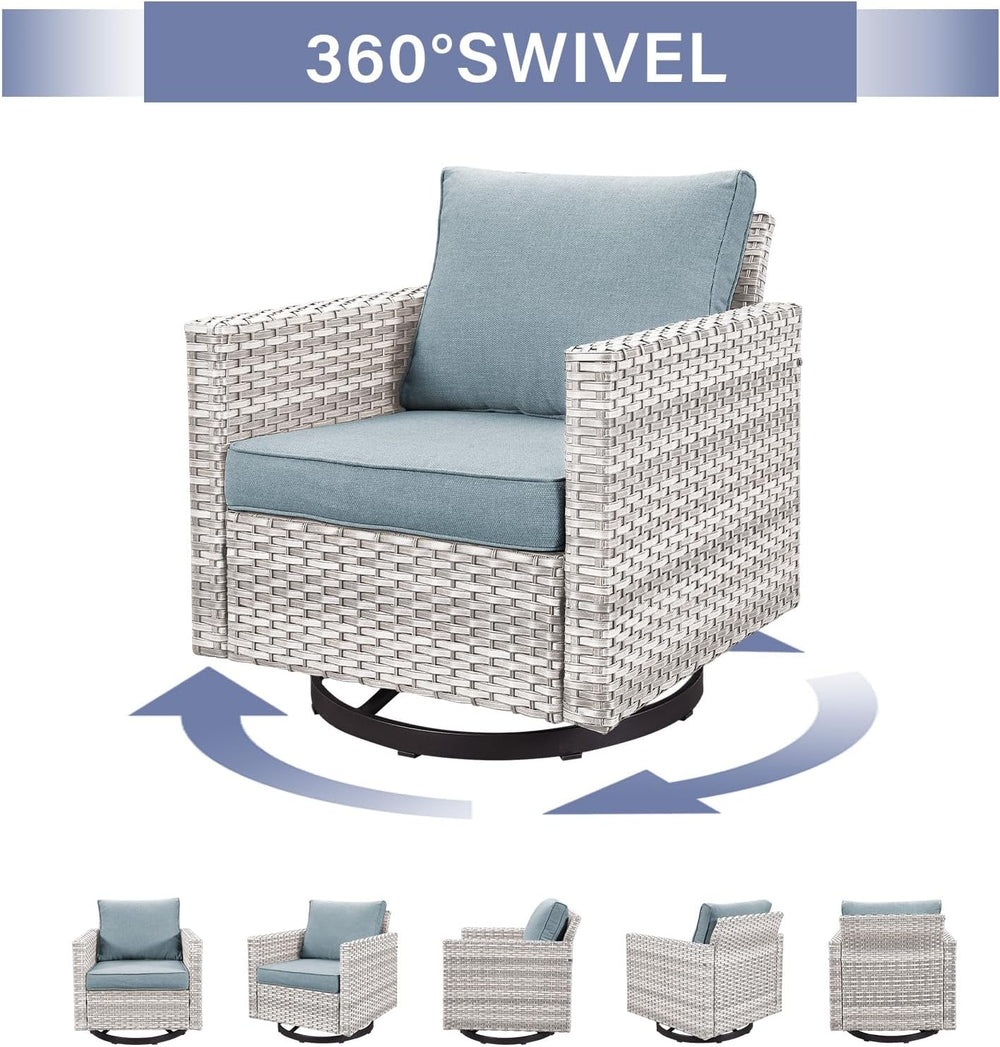 Outdoor Patio Swivel Rocker Chairs - 3 Piece Wicker Patio Furniture Bistro Sw...