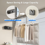 Retractable Clothesline Indoor, Non-Sagging Twin Clothes Line Retracting Outdoor Heavy Duty Clothes Drying Laundry Line Wall Mounted Stainless Steel Double Line-13.8 ft(Black)