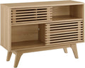 Modway Render Mid-Century Modern Two-Tier Display Stand in Oak