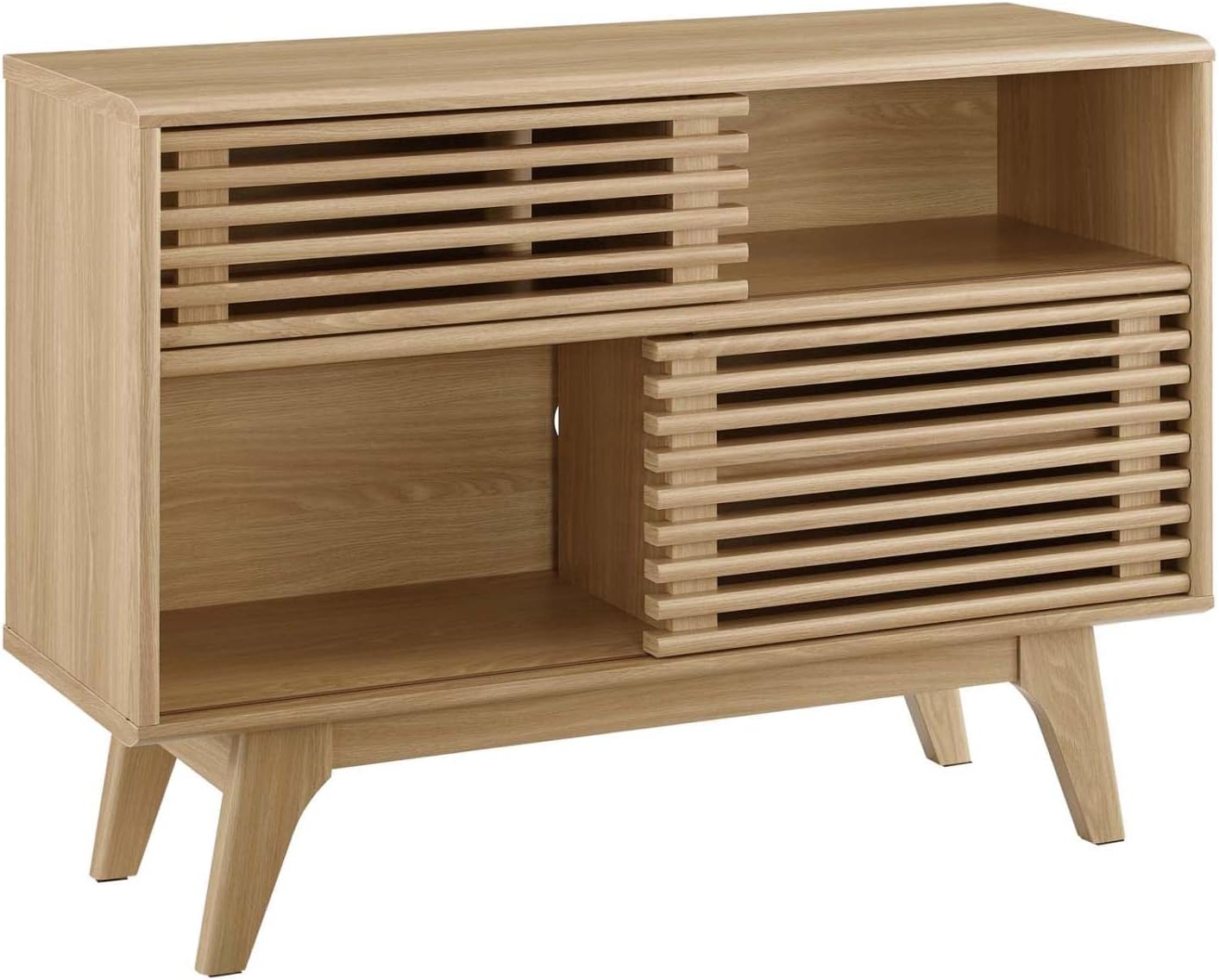 Modway Render Mid-Century Modern Two-Tier Display Stand in Oak