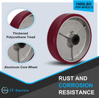 SY America 8" X 2" Casters Wheels,Heavy Duty Industrial Casters，Polyurethane on Aluminum Wheels,2 Swivel Casters,3200 LBS Load Capacity