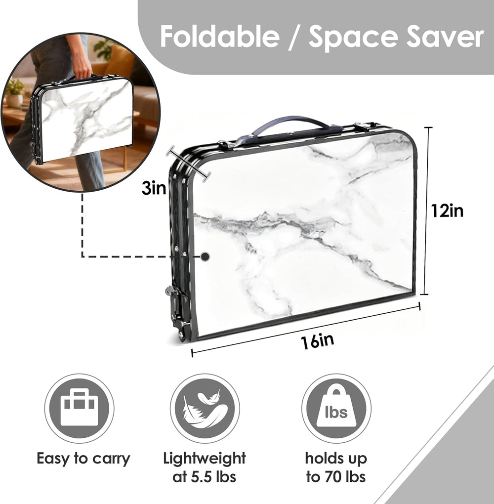 Folding TV Trays Foldable Dinner Tray Table, 3 Adjustable Height, 24"x 1...