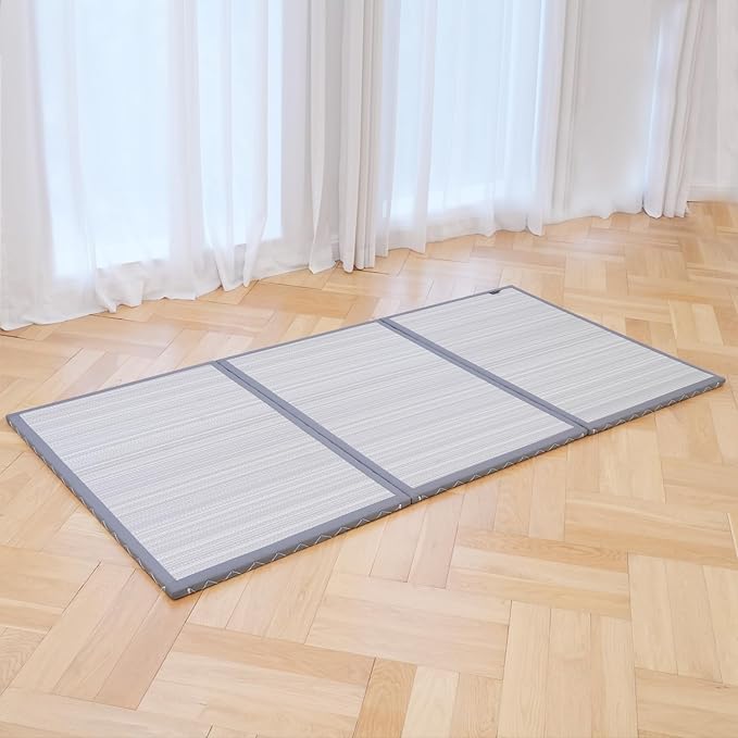 Zonli Japanese Tatami Mat, Foldable Floor Sleeping Pad Futon Mattress, Made from Natural Coconut Shell Fiber & Jute Fiber, Firm Traditional Floor Bed Queen 60"x80"