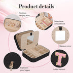 TopPerfekt Travel Jewelry Case, Jewelry Box with Mirror, Jewelry Organizer Bridal Shower Gifts to Her, Earring Storage Travel Case, Trendy Gift for Women and Girls, Girlfriend-Letter T, Black