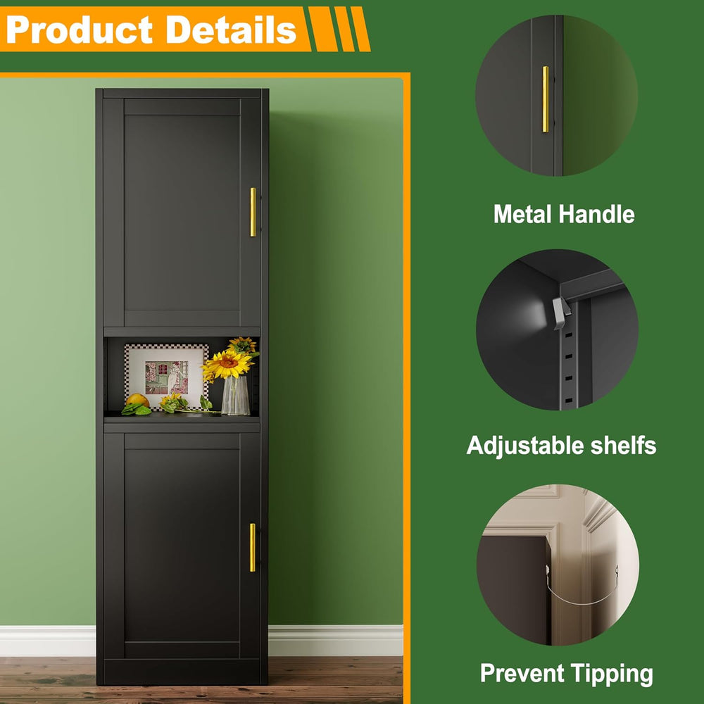 Ckzbx Tall Narrow Storage Cabinet 66.93" H Tall Bathroom Cabinet Metal P...
