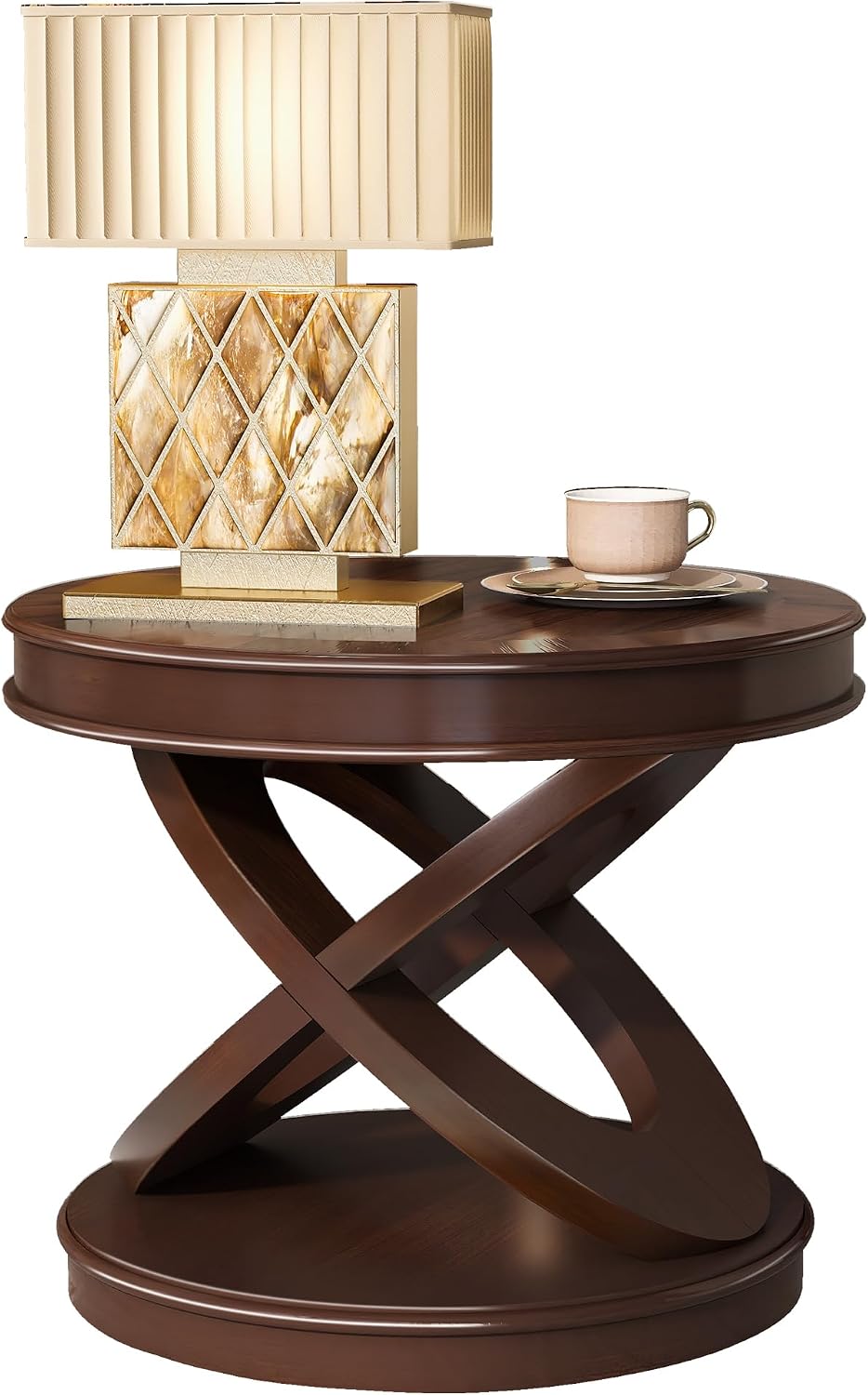 Retro Coffee Table Sets 3 s, Wood Living Room Table Set Include 44" Oval...