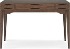 SIMPLIHOME Harper Small Desk - 48 inch Wide Solid Hardwood Writing Desk in Walnut Brown, Mid-Century Modern Home Office Table for Study or Work with 2 Drawers and Flip-Down Keyboard Tray