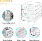 4-Tier Acrylic Paper Tray Organizer | Clear Stackable Desk Organizer for Documents, Letters, A4 Paper | Modern Office/Classroom/Home Organization
