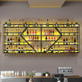 79in Large Wall Mounted Wine Rack 4 Tier Metal Wine Bottle Holder Modern Diamond Design Floating Bar Liquor Bottles Storage Rack for Home Restaurant Bar Decorative (Black, 4 Tier - 79in)