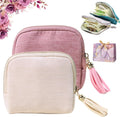 Travel Jewelry Case, Portable Jewelry Storage Bag, Compact Foldable Five Compartments Organizer Pouch with Zipper & Tassel for Earring Necklace Ring Bracelet (2pcs-E)