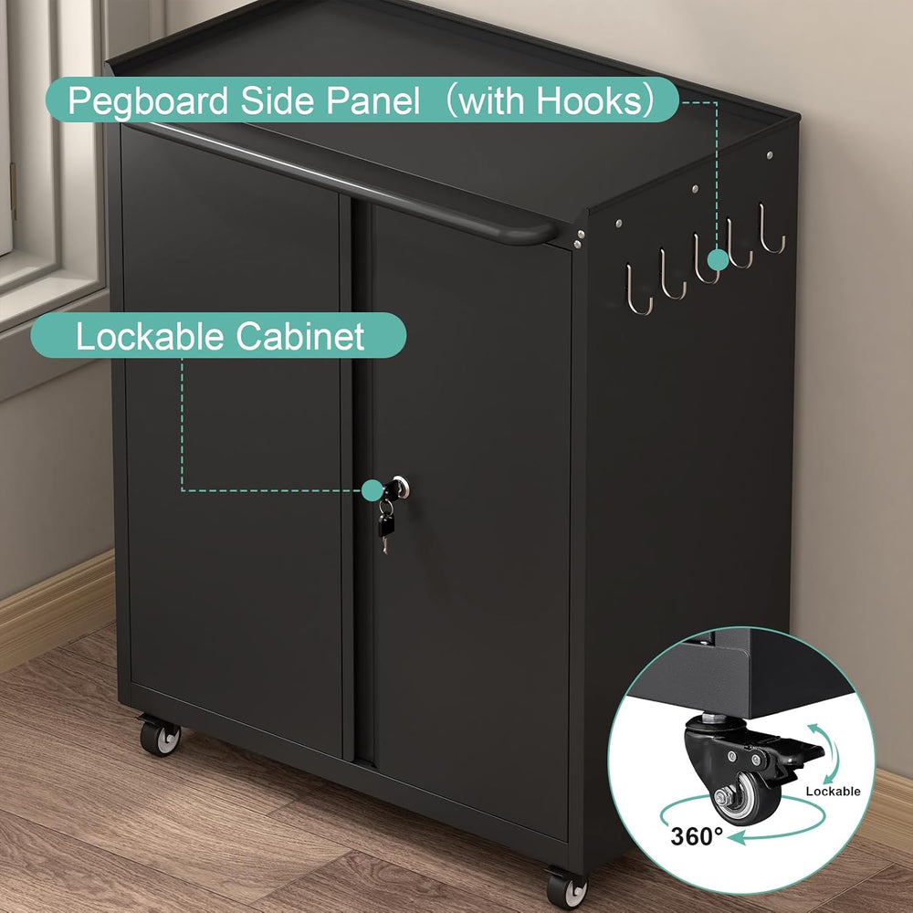 GREATMEET 32" H Lockable Storage Cabinet, Small Locking Cabinet with Doo...