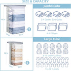 8 Pack Vacuum Storage Bags, Cube Combo (3 Jumbo+5 Medium), Vacuum Seal Bags for Clothing, Bedding, Blanket, Space Saving Closet Organization