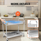 Stainless Steel Kitchen Cart with Lockable Wheels Food Storage Service Trolley Mobile Dining Car Trolley Dining Cart Kitchen Cart Utility Cart Metal Mobile Food Rolling Car 400lbs Capacity
