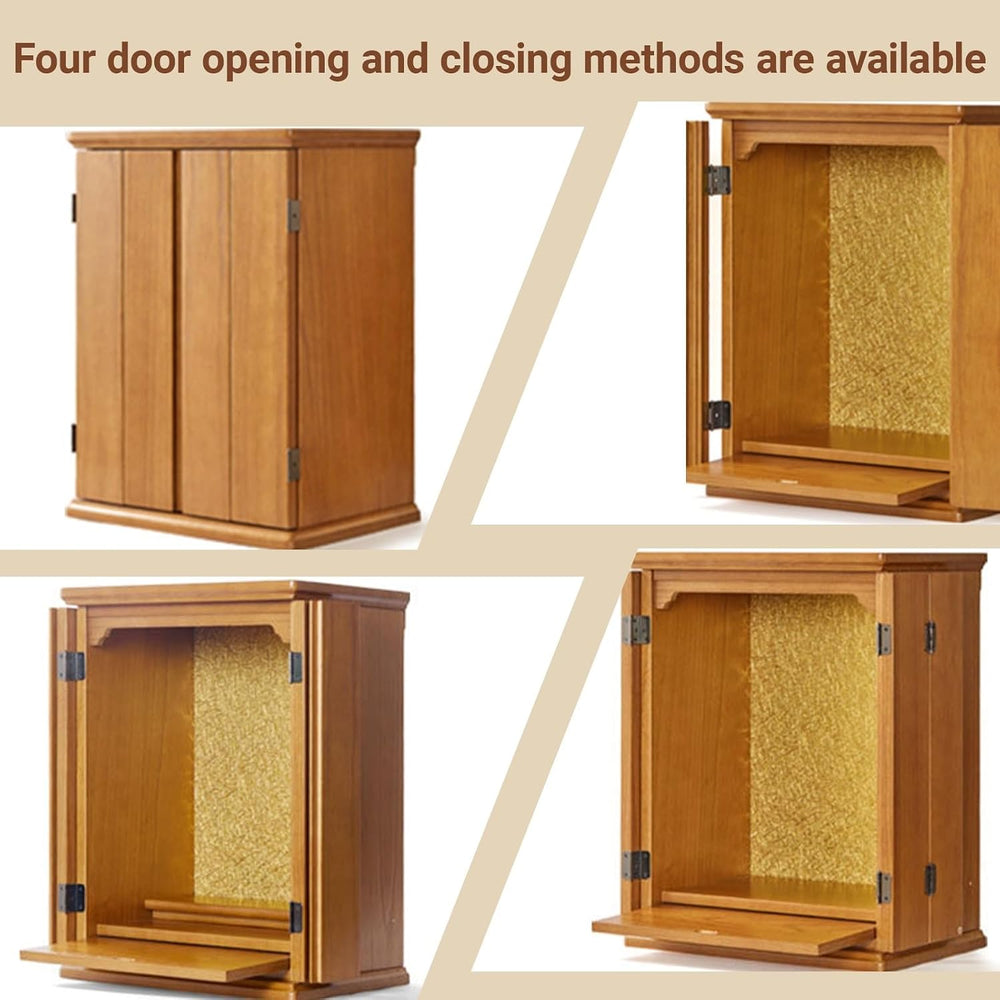 Solid Wood Buddha Altar Shelf Niche with Pull-Out Storage Panel Buddhist Disp...