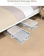 StorageWorks Under Bed Storage Containers with Handles and Label Holder, 2 Pack Ultra-thick Fabric Underbed Bins, Closet Organizer for Clothes, Blankets, Sweater