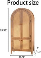 Kitchen Pantry Cabinet, Wooden Sideboard with Rattan Doors, Snacks Wine Accent Hutch Cabinet for Entryway Dining Room, Brown