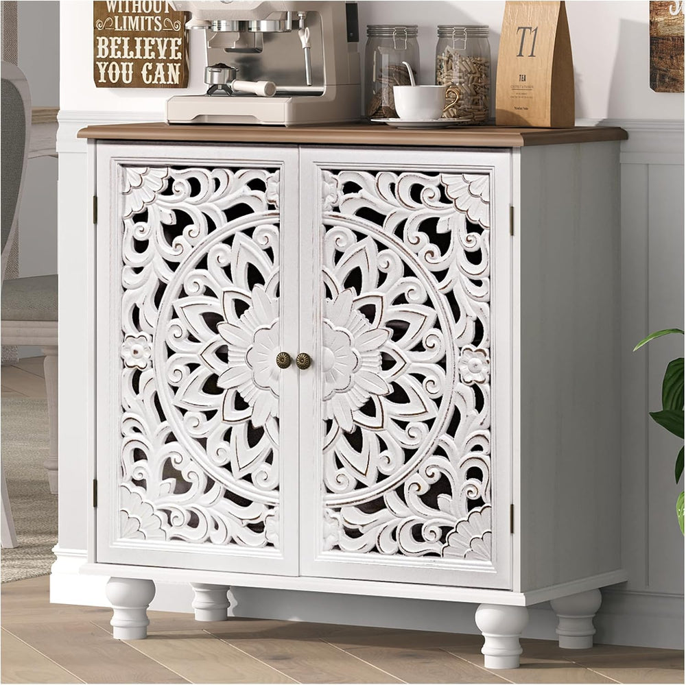 JOINICE 31" Accent Storage Cabinet with Doors for Living Room,White&...