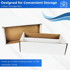 Max Protection 2 Row Card Storage Box - Toploader Storage Boxes - 1 Count | Made in USA, Cardboard, Shoe Style, White Corrugated, 200 Lb Test, Holds 1600+ Trading Sports Baseball Collectible