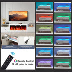 90” TV Stand with 50” WI-FI Electric Fireplace, Large Modern Media Entertainment Center with Storage Cabinet and 12 Colors LED Lights for TVs Up to 100",All White