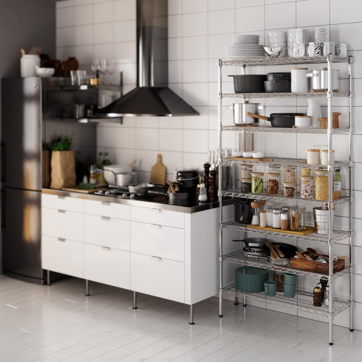 14" Deep x 36" Wide x 74" Height Wire Shelving Kit | 8-Tier | NSF Commercial Storage Rack Unit