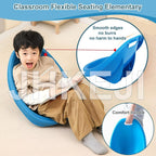 Rocker Chairs for Classroom, Portable Floor Seating with Back Support, Flexible Classroom Seating for Elementary, Plastic Reading Chair, Sensory Wobble Chair, Fun Scoop Egg Chair Indoor, (Blue,4)