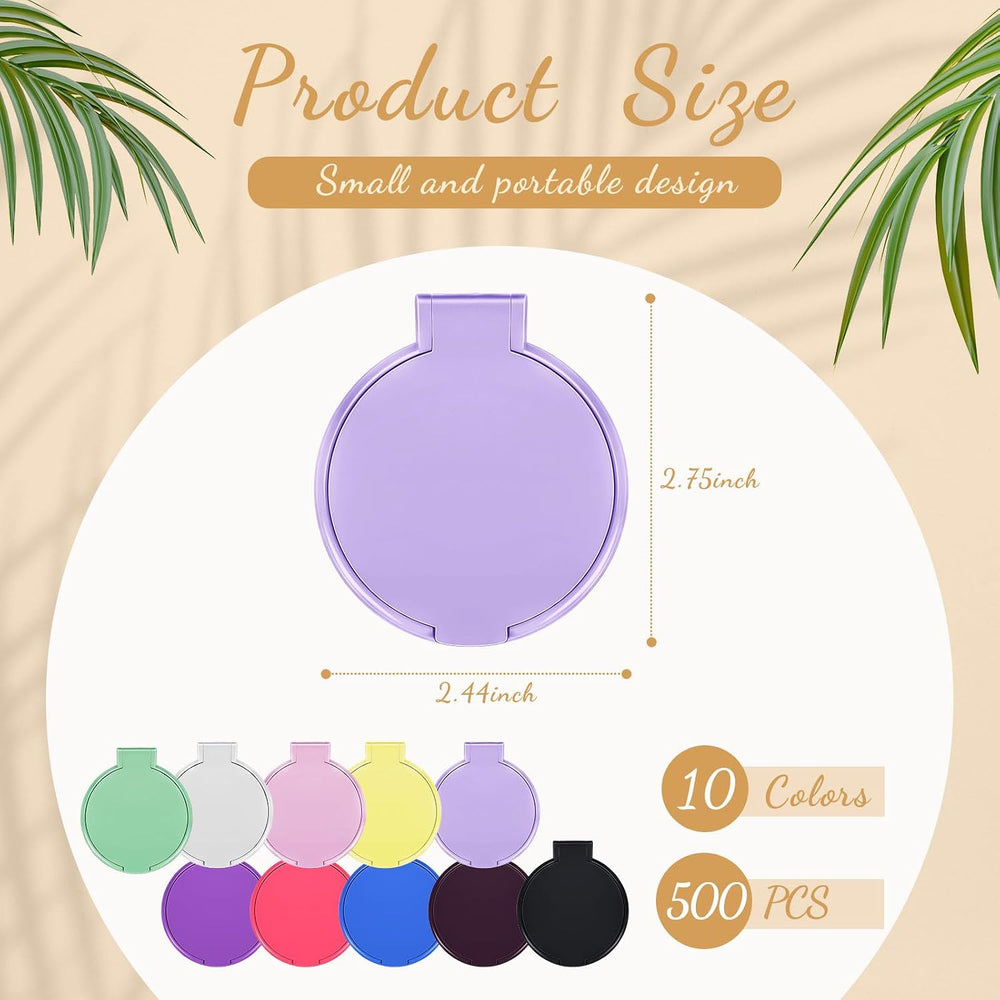 Juexica 500 Pcs Compact Mirrors Bulk, Mini Folding Stand, Classic Colors