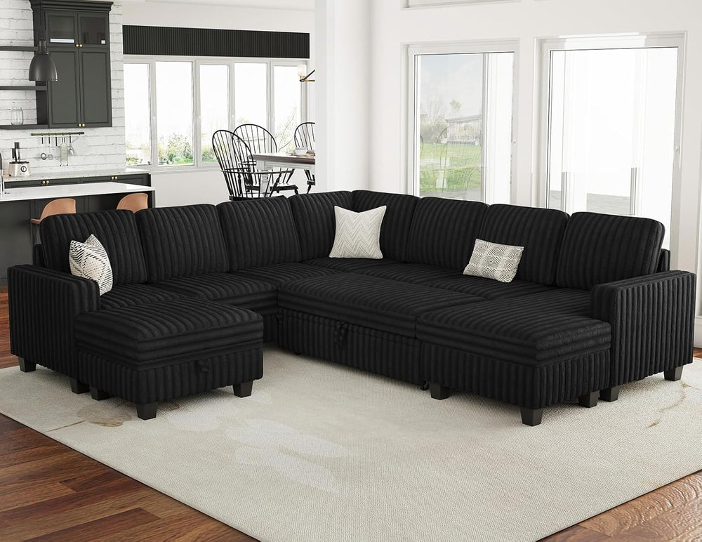 Belffin Oversized Sofa Bed Modular Sectional Sleeper Sofa with Pull Out Bed L...