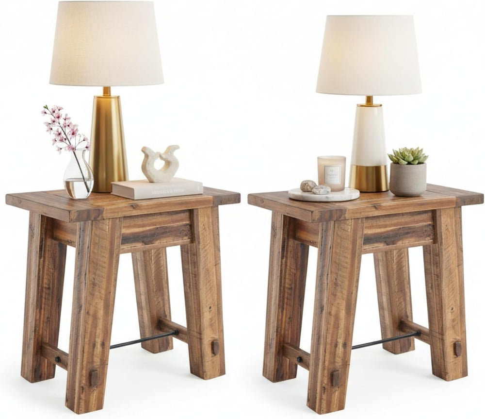 Alaterre Furniture Durango 27-Inch Solid Wood Side Table – Set of 2 Heavy-Dut...