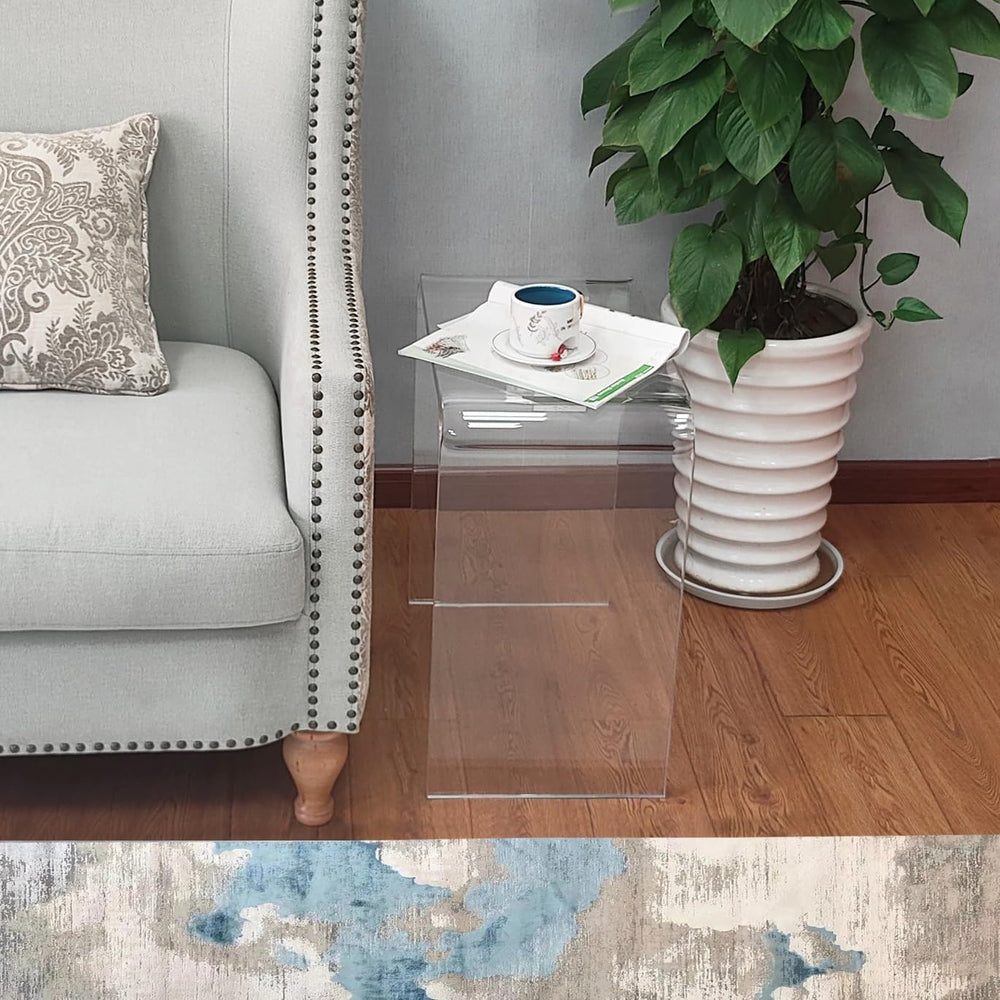 Acrylic Side Table Set of 2, 21" H x 21" W x 12" D x 3/5'&...